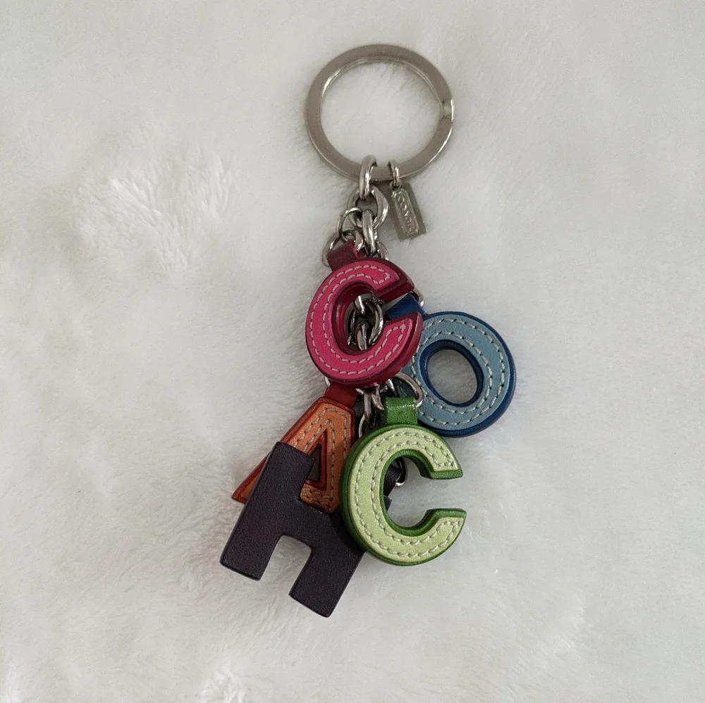 RARE Vintage COACH Leather Letters Keyring/Bag Charm - Picture 5 of 6